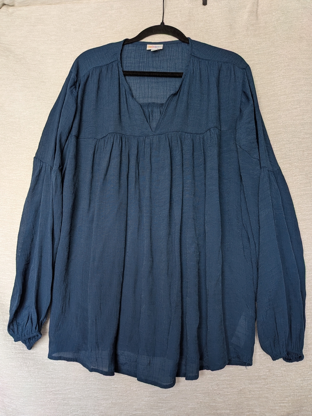 LuLaRoe Timaree Peasant Blouse Plus Size 2XL Navy